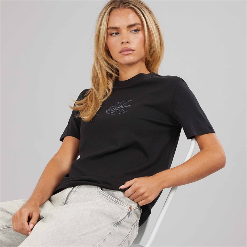 Calvin Klein Jeans Dame Monologo T-shirt Sort