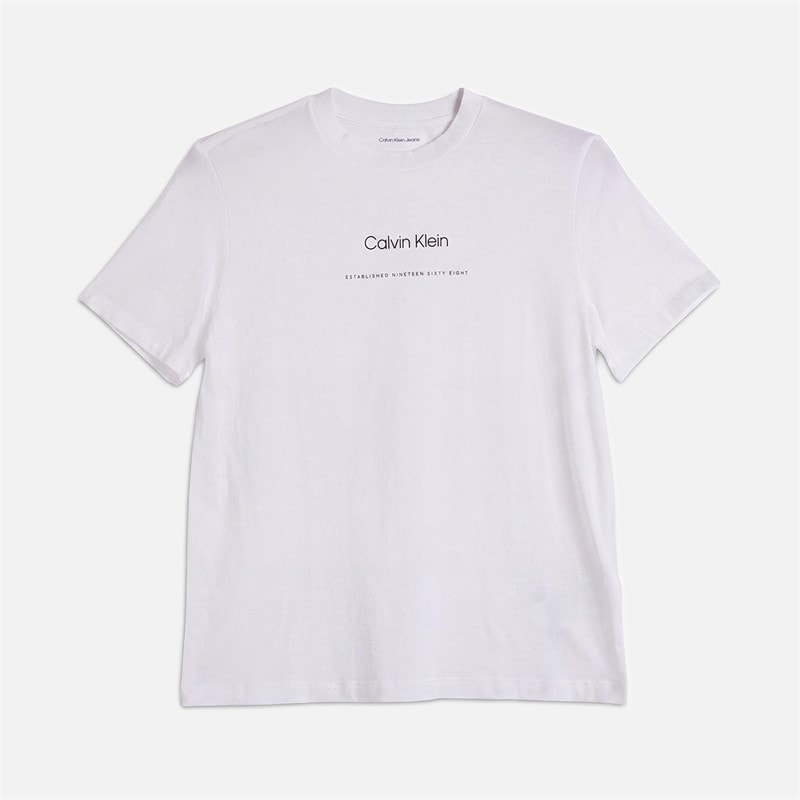 Calvin Klein Jeans Dame Klassisk Logo T Shirt Bright White