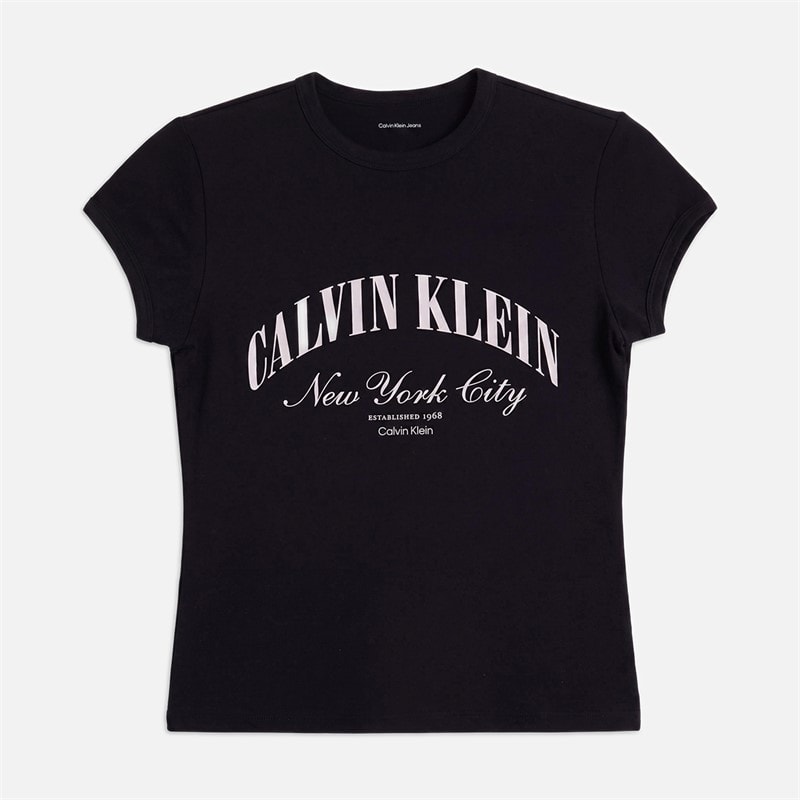 Calvin Klein Jeans Dame grafisk logo T-shirt Sort