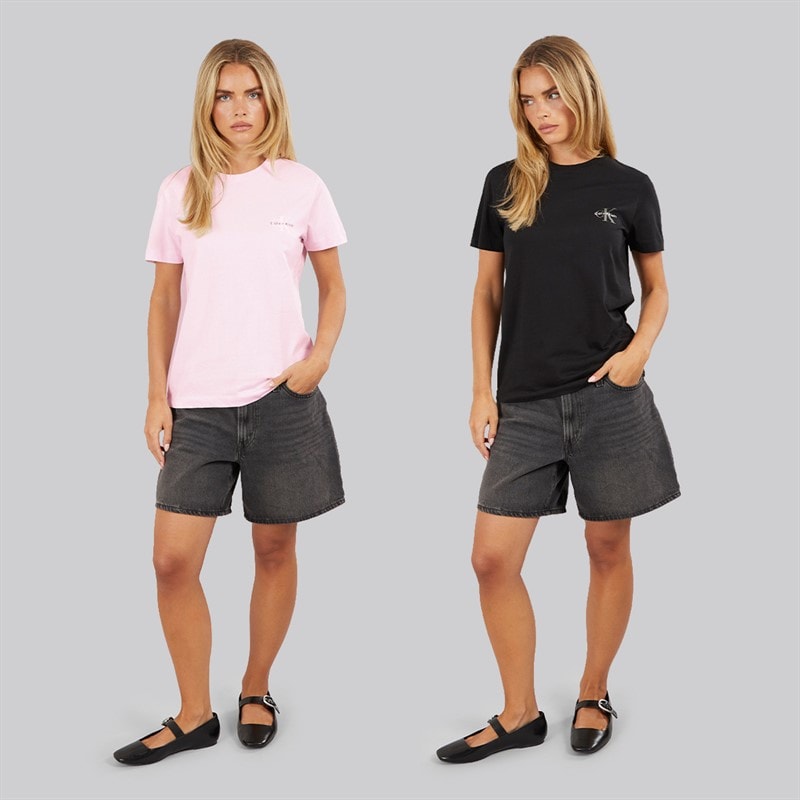 Calvin Klein Jeans Dame Monologo To pak T-shirts Cradle Pink/Sort - Billede 4