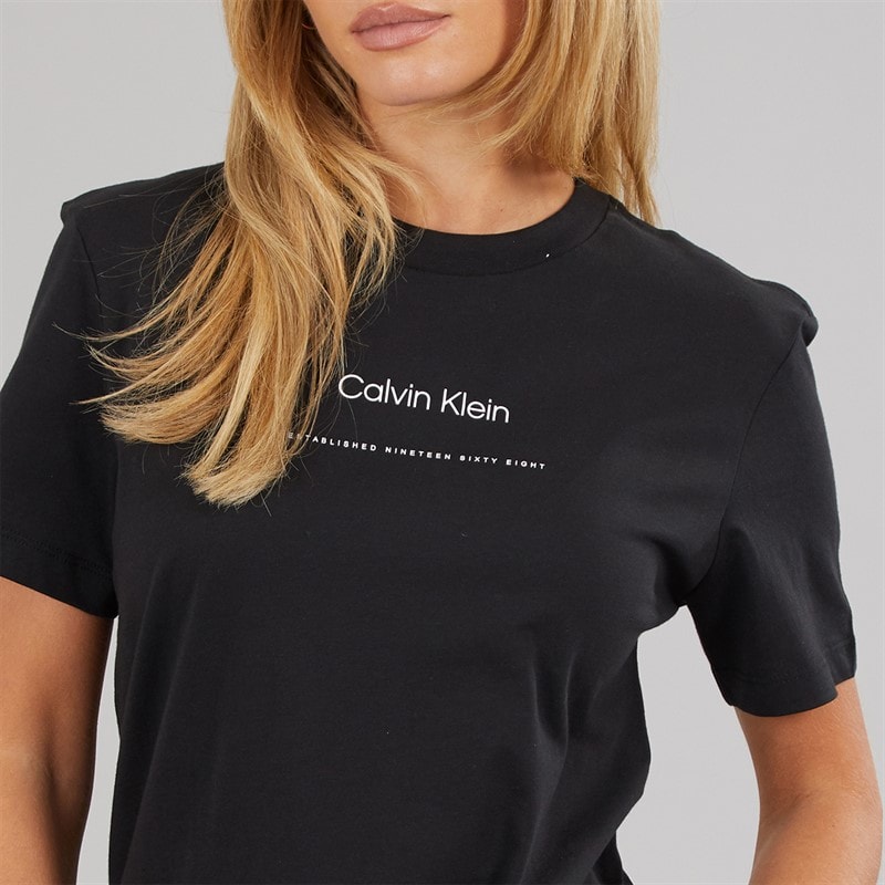 Calvin Klein Jeans Dame klassisk logo T shirt Sort - Billede 3