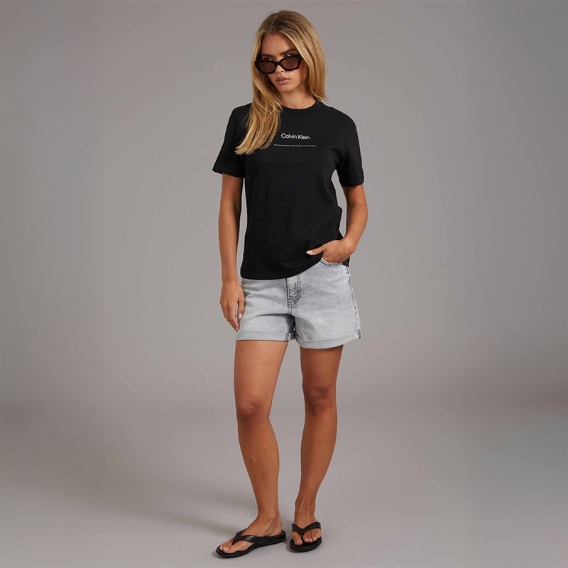 Calvin Klein Jeans Dame klassisk logo T shirt Sort - Billede 4
