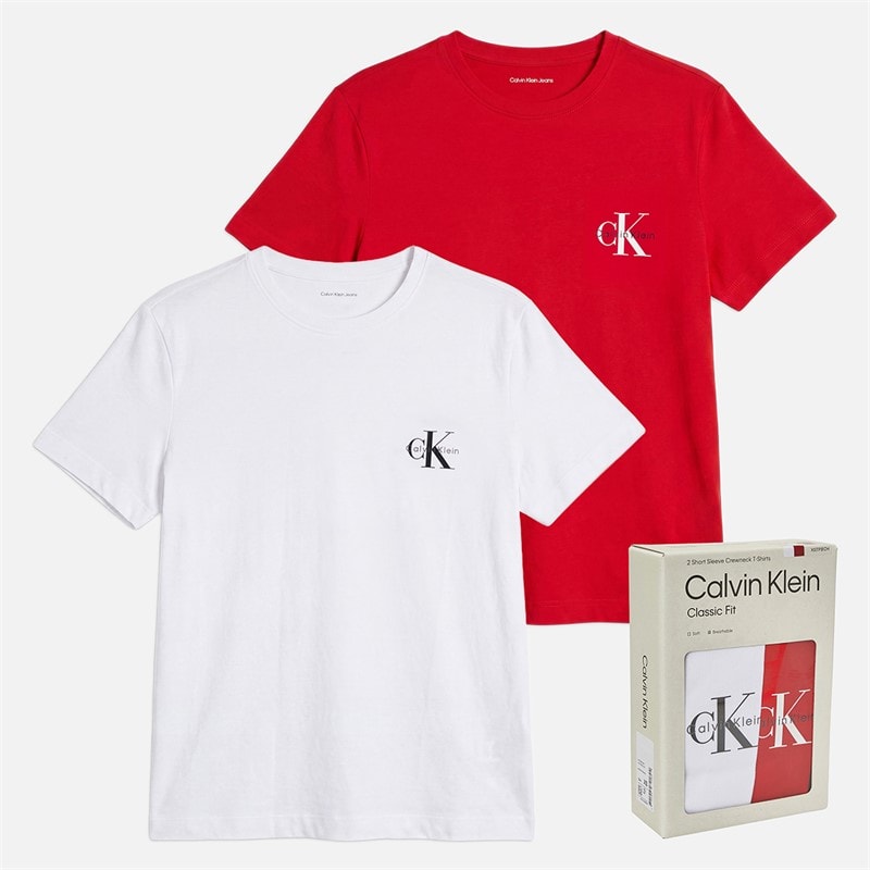 Calvin Klein Jeans Dame Logo To Pak T Shirts Adrenaline Rush/Brilliant White - Billede 4