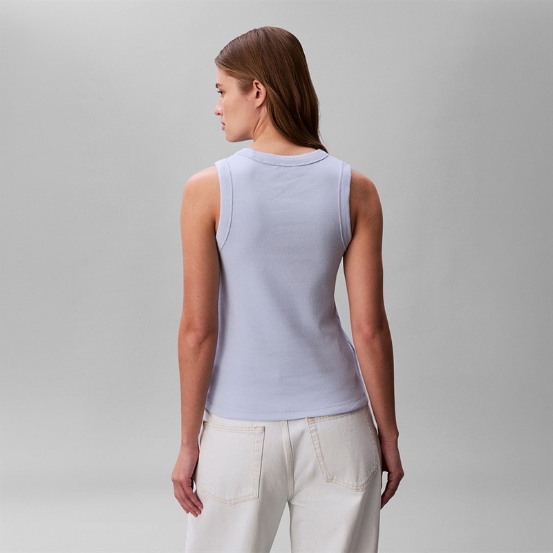 Calvin Klein Jeans Dame Monologo Rib Tank Top Breezy Blue - Billede 2