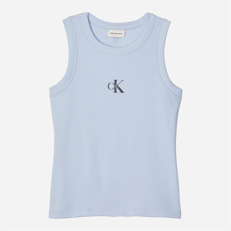 Calvin Klein Jeans Dame Monologo Rib Tank Top Breezy Blue - Billede 5