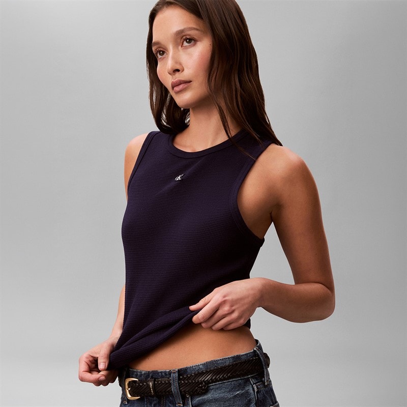 Calvin Klein Jeans Dame Monogram Mærke Vest Evening Blue - Billede 3