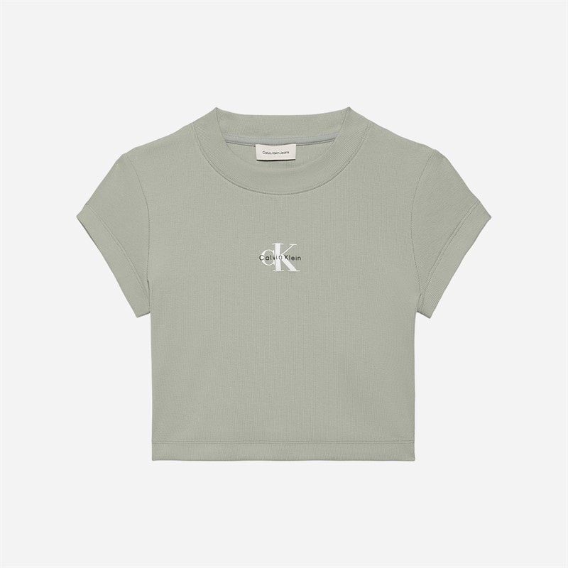 Calvin Klein Jeans Dame Monologo Rib T Shirt Shadow - Billede 3
