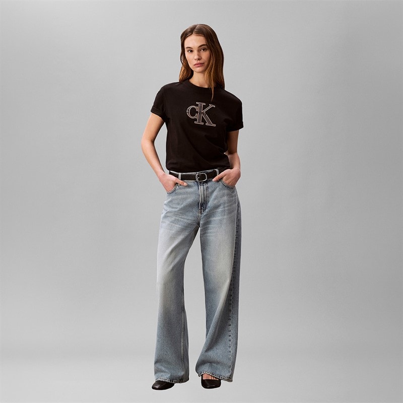 Calvin Klein Jeans Dame Klassisk T-shirt Sort - Billede 4