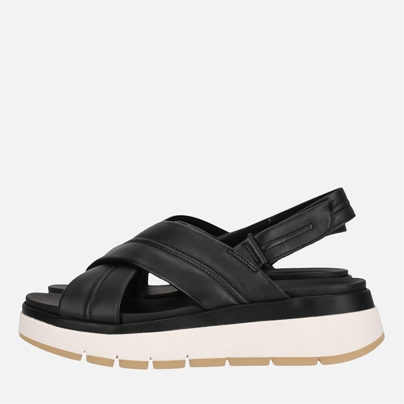 Clarks Dame Premium Toscanske Kryds Sandaler Black Leather