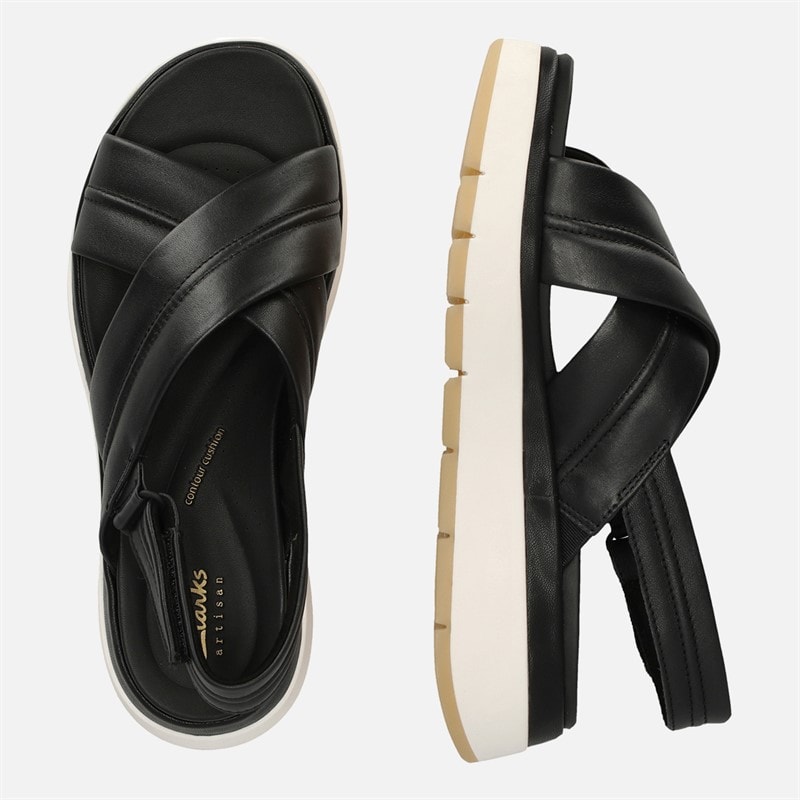 Clarks Dame Premium Toscanske Kryds Sandaler Black Leather - Billede 4