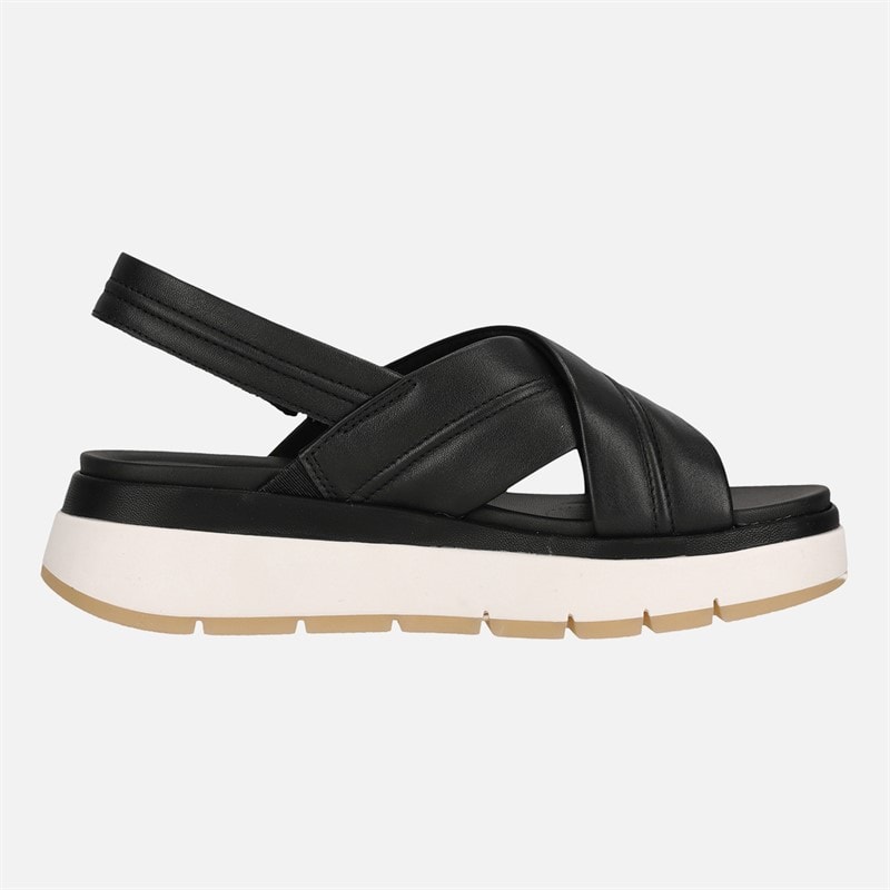 Clarks Dame Premium Toscanske Kryds Sandaler Black Leather - Billede 5