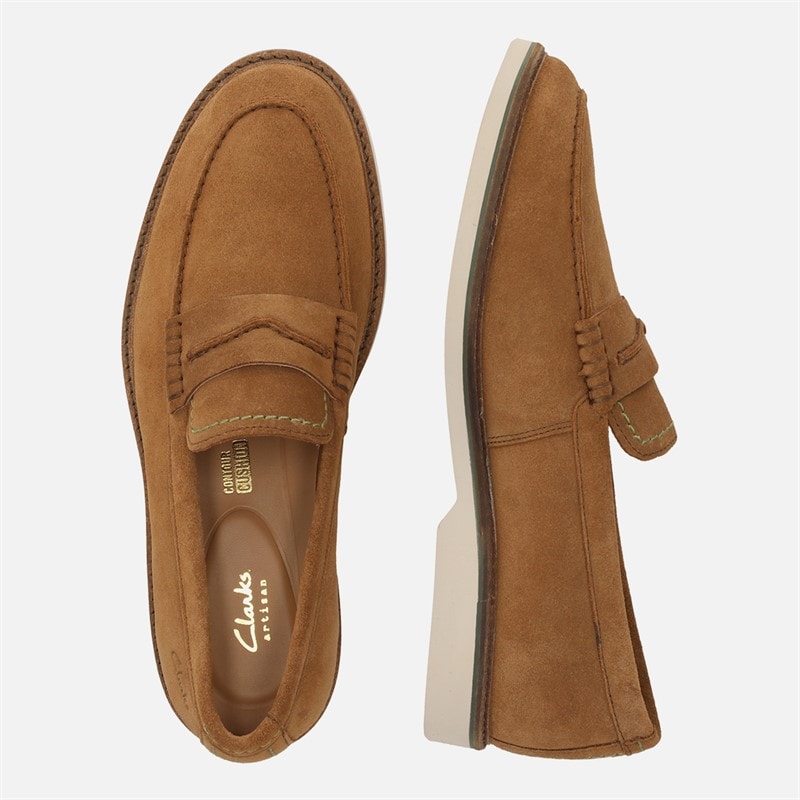 Clarks Herre Premium Atticus LT Slip Sko Cola Suede - Billede 4