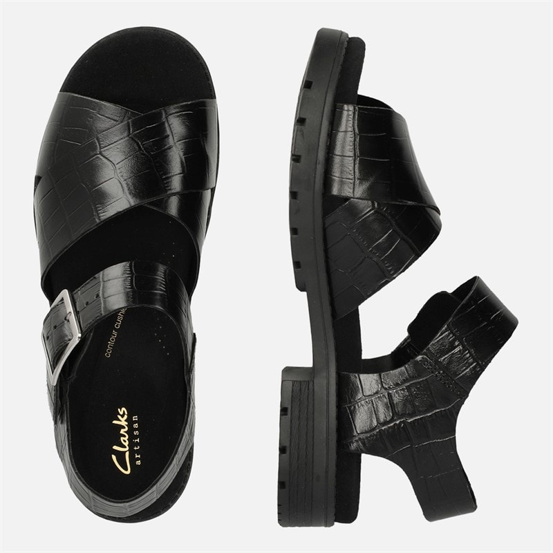 Clarks Dame Premium Orinoco Sandaler Med Krydsremme Black Interest - Billede 4