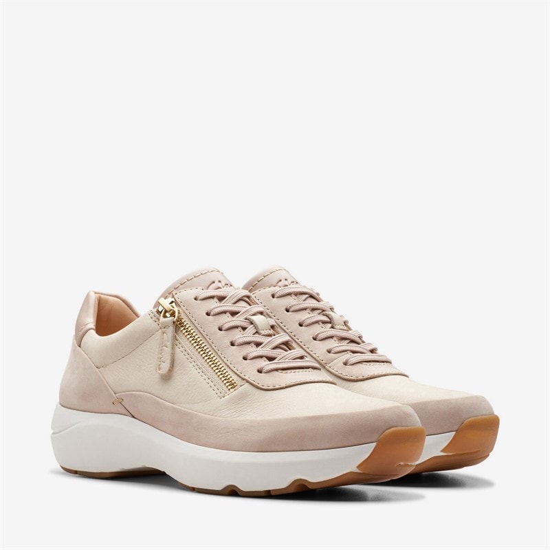 Clarks Premium Dame Tivoli Side Lynlås Træningssko 1242 Sand Combi - Billede 2