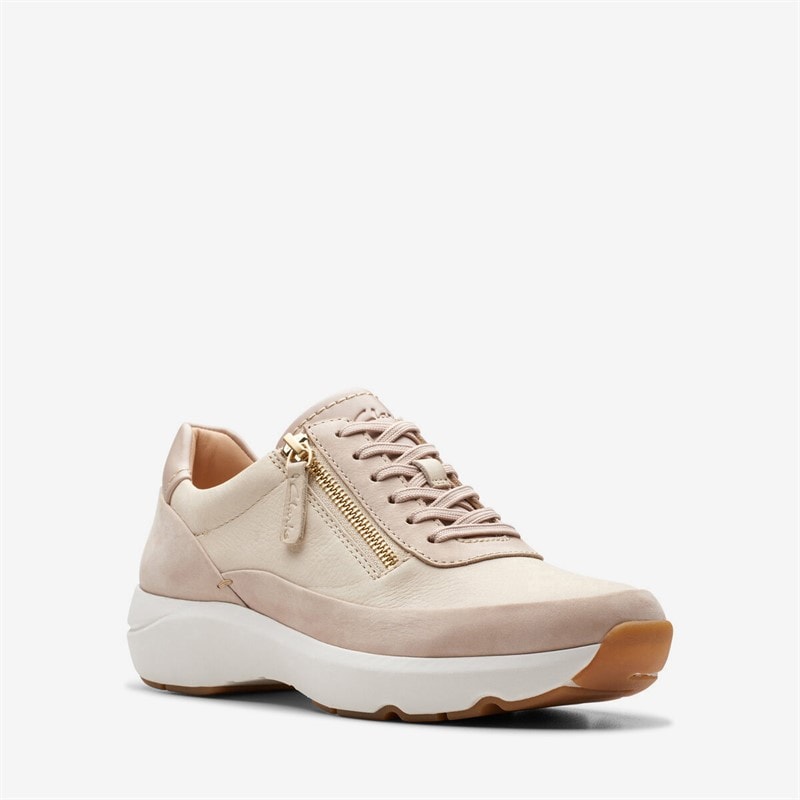 Clarks Premium Dame Tivoli Side Lynlås Træningssko 1242 Sand Combi - Billede 4