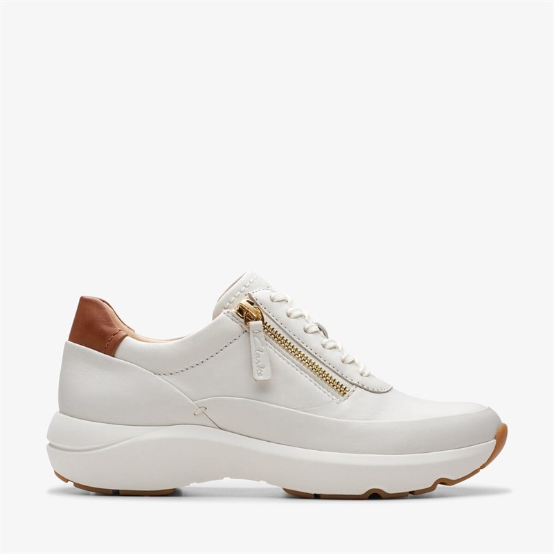 Clarks Premium Dame Tivoli Side Lynlås Træningssko 1238 Off White Lea