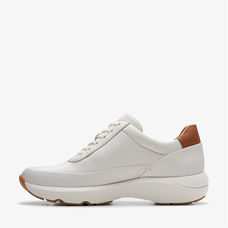 Clarks Premium Dame Tivoli Side Lynlås Træningssko 1238 Off White Lea - Billede 3