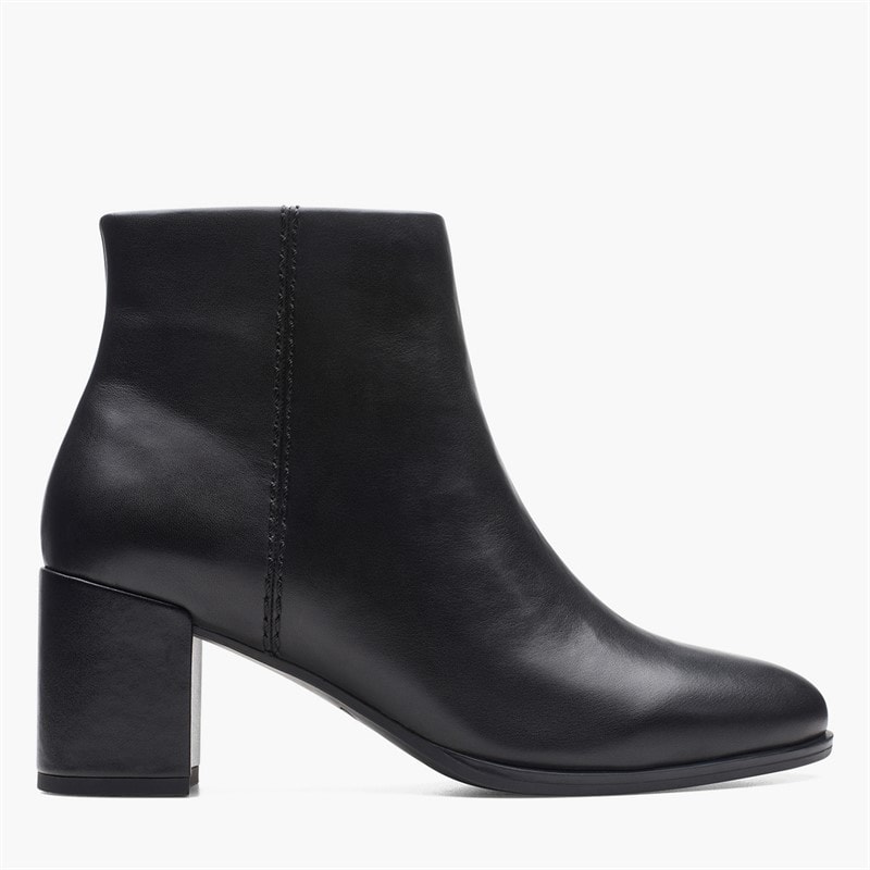 Clarks Dame Freva 55 Side Zip Støvler Black Leather