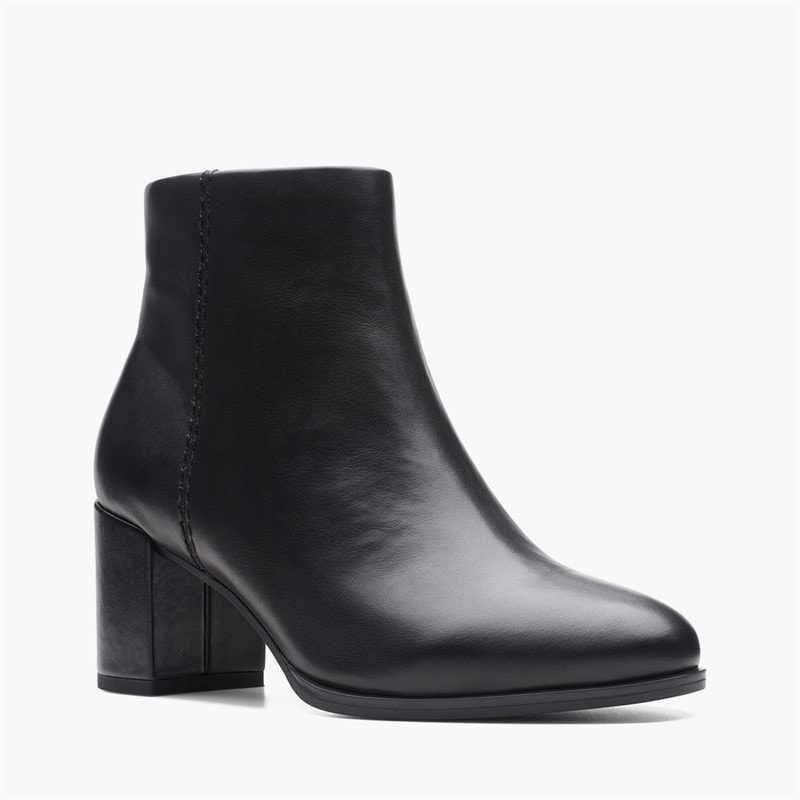 Clarks Dame Freva 55 Side Zip Støvler Black Leather - Billede 2