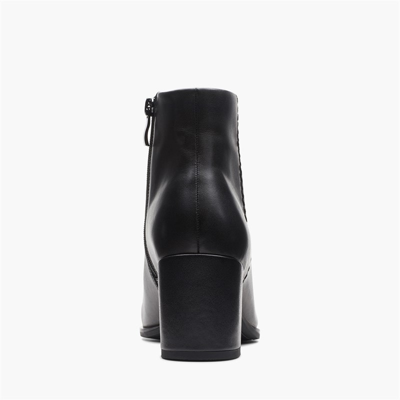 Clarks Dame Freva 55 Side Zip Støvler Black Leather - Billede 4