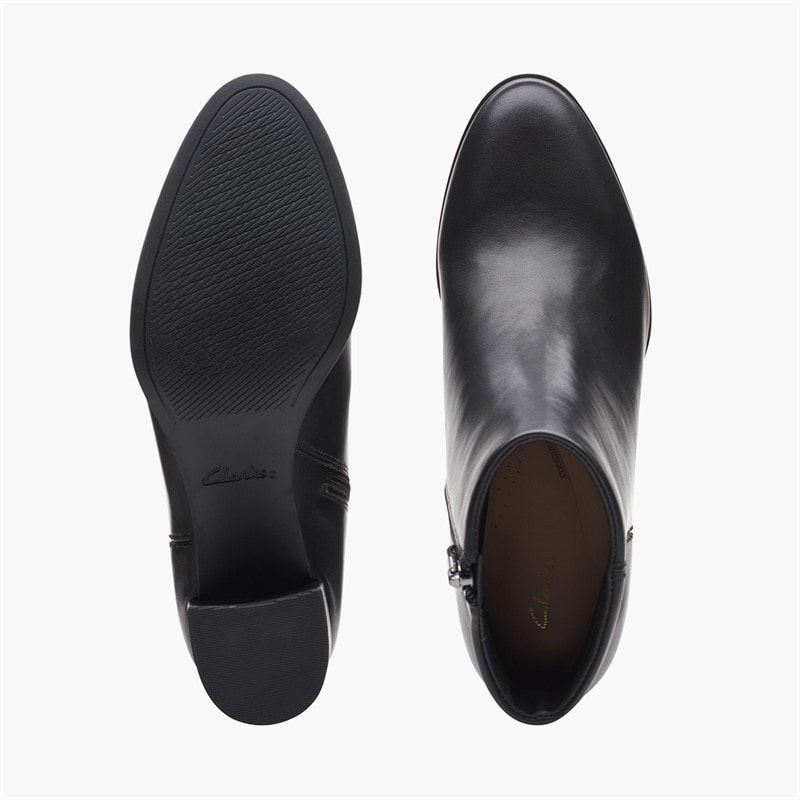 Clarks Dame Freva 55 Side Zip Støvler Black Leather - Billede 5