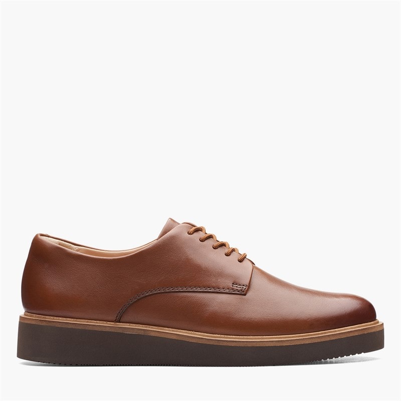 Clarks Dame Glickly Derby Sko Dark Tan Leather