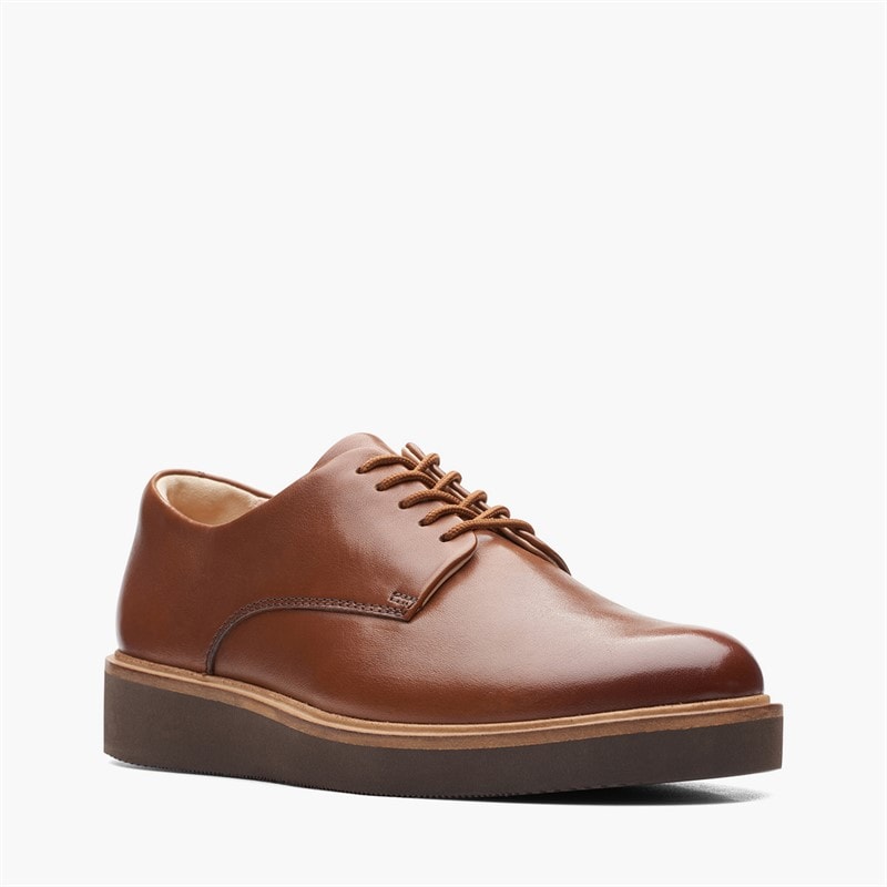Clarks Dame Glickly Derby Sko Dark Tan Leather - Billede 2