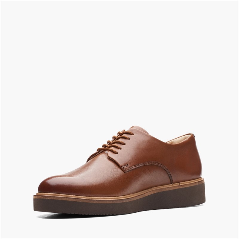 Clarks Dame Glickly Derby Sko Dark Tan Leather - Billede 4
