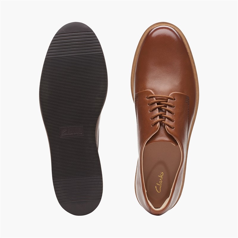 Clarks Dame Glickly Derby Sko Dark Tan Leather - Billede 5