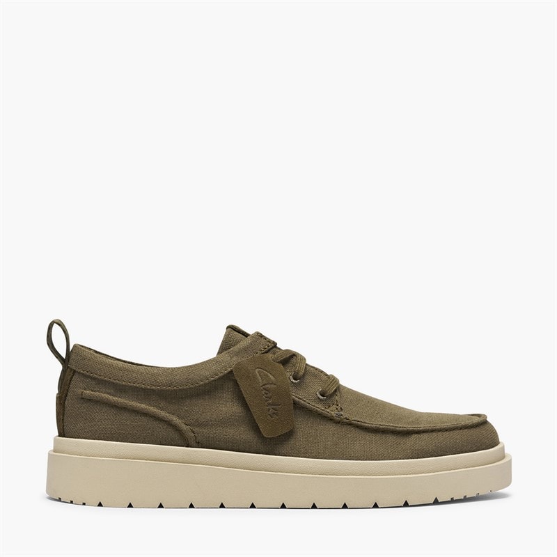 Clarks Herre Polden Moc Sko Olive Canvas