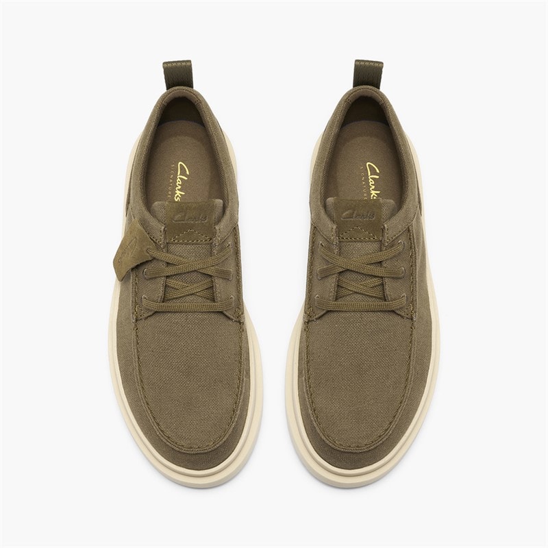 Clarks Herre Polden Moc Sko Olive Canvas - Billede 2