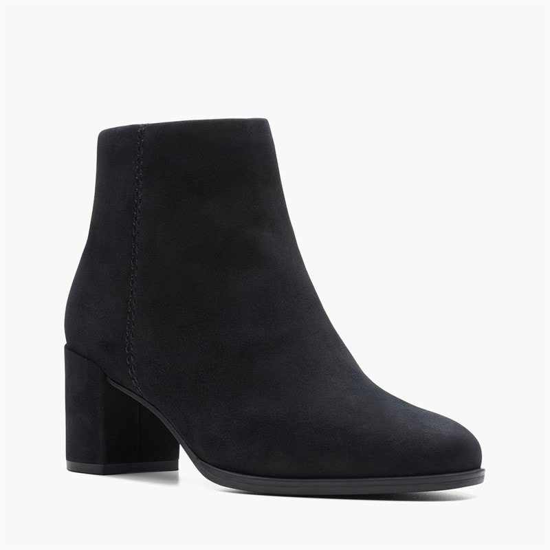 Clarks Dame Freva 55 Side Lynlås Støvler Sort Ruskind Black Sde - Billede 2