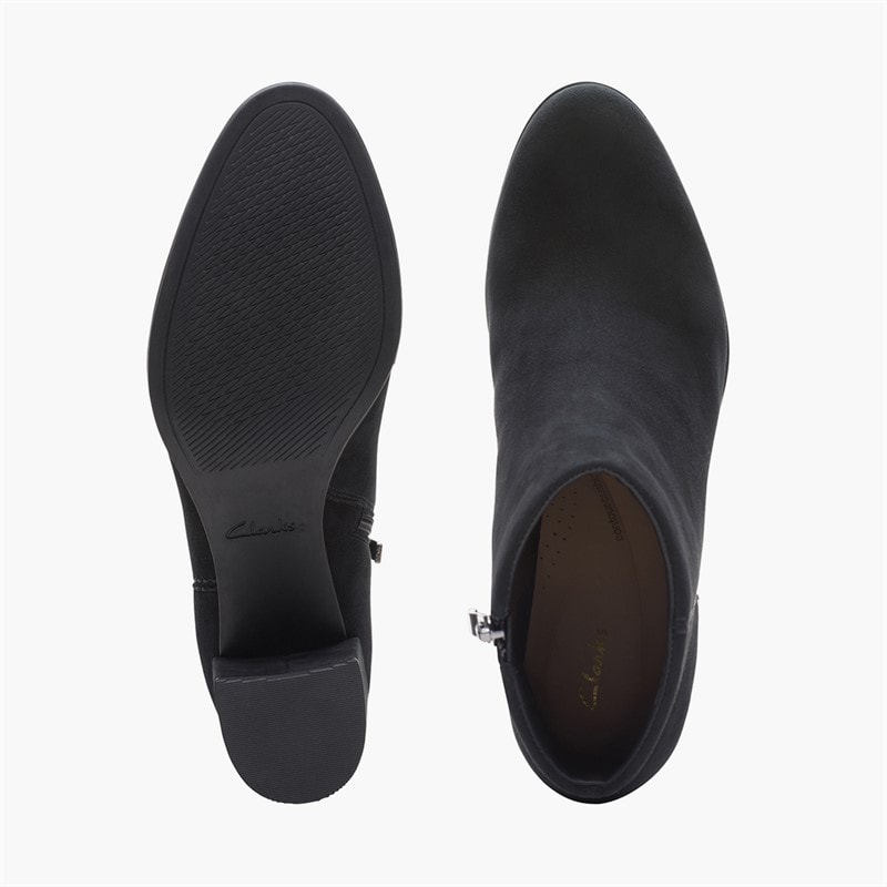 Clarks Dame Freva 55 Side Lynlås Støvler Sort Ruskind Black Sde - Billede 3