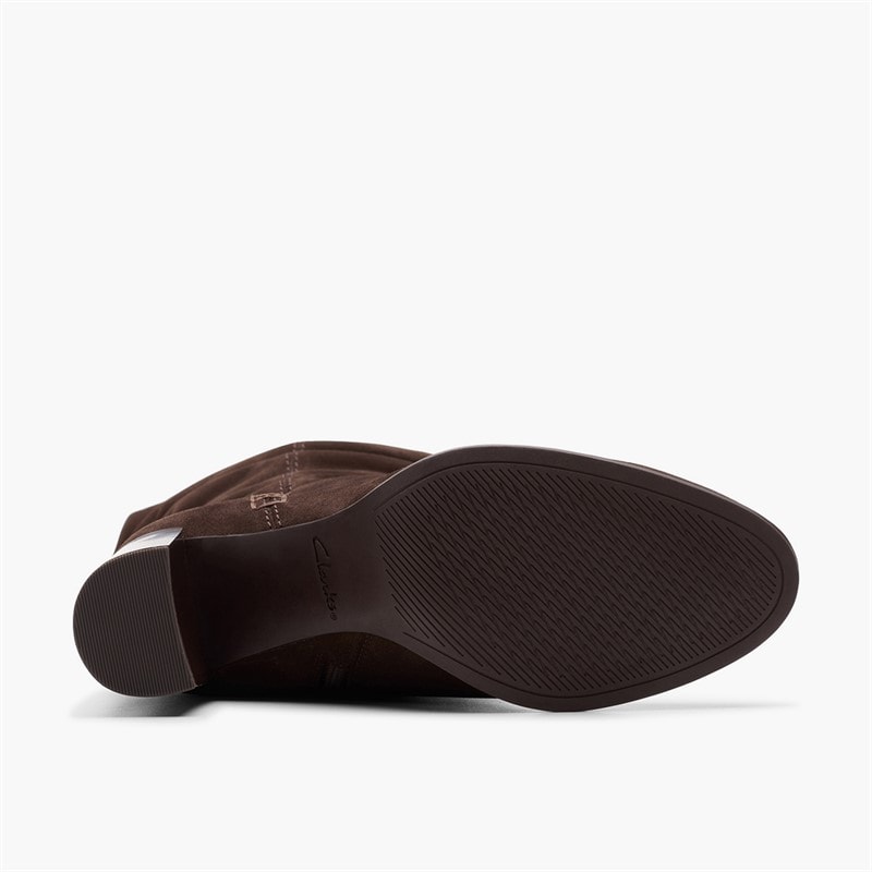 Clarks Dame Freva 85 Slouch Høj Støvler Dark Brown Suede - Billede 3