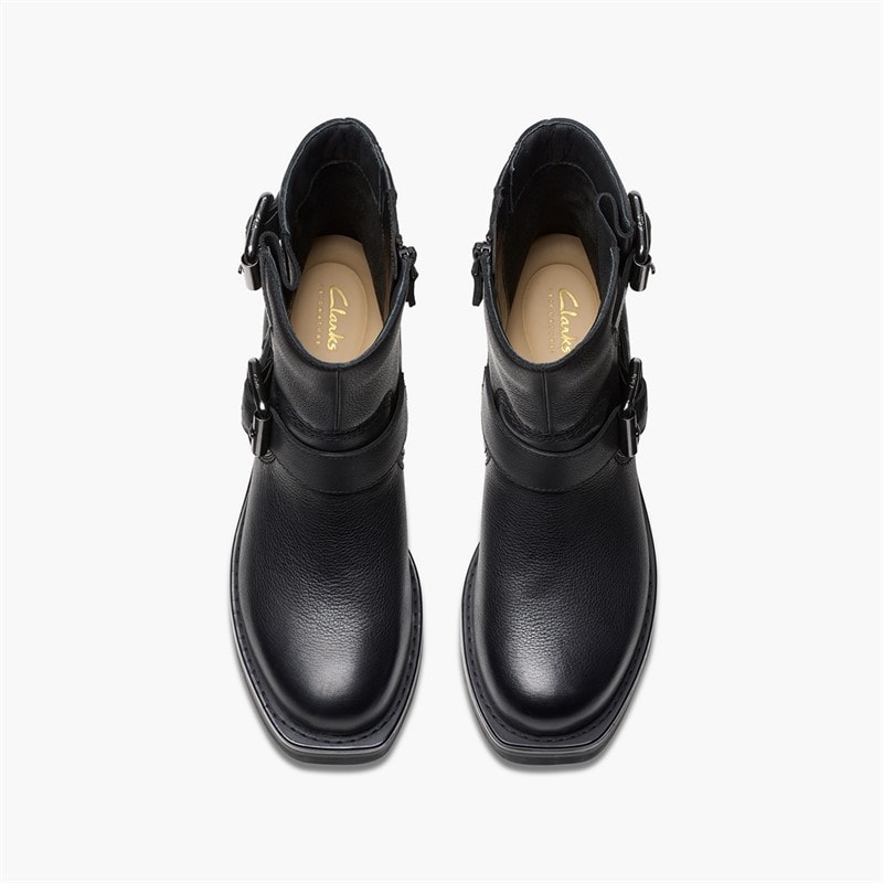 Clarks Dame Rebelle Spænde Støvler Black Leather - Billede 2
