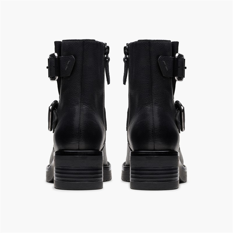 Clarks Dame Rebelle Spænde Støvler Black Leather - Billede 5
