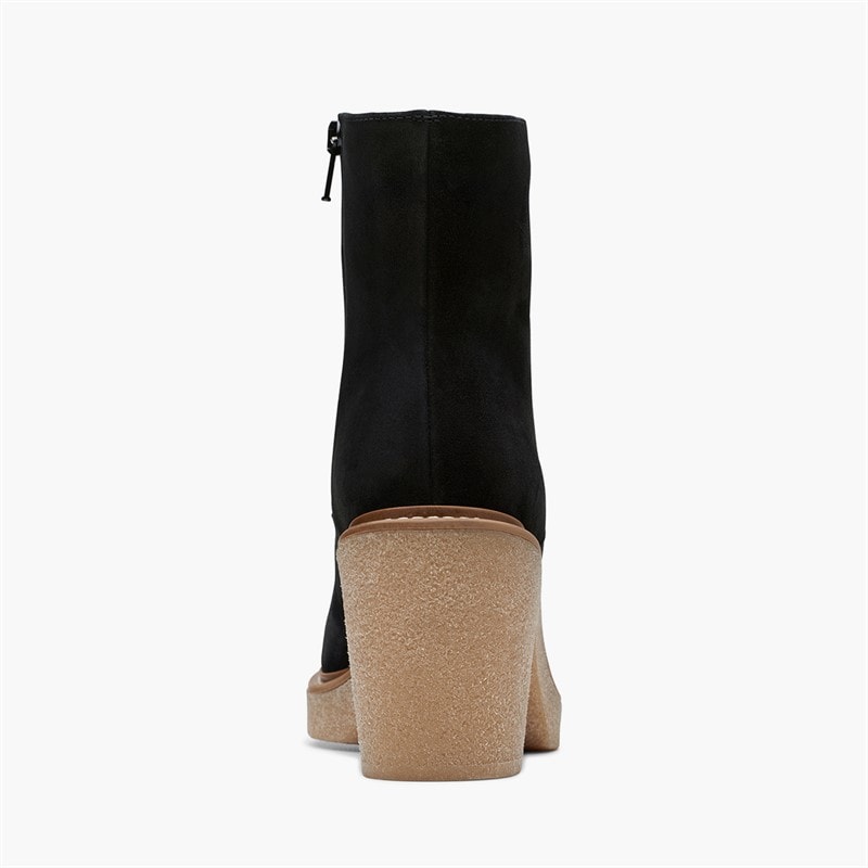 Clarks Dame Støvler med Kold op Blokhæl Black Suede - Billede 4
