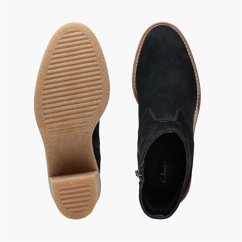 Clarks Dame Støvler med Kold op Blokhæl Black Suede - Billede 5