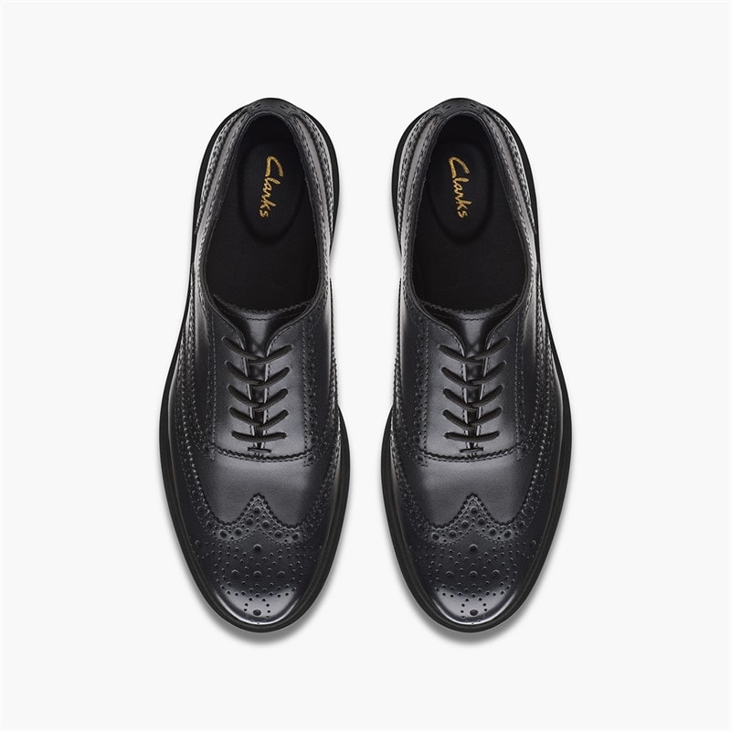 Clarks Dame Glickly Brogue 2 Sko Black Leather - Billede 2