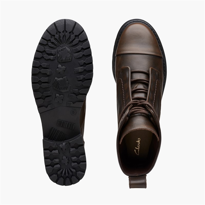 Clarks Dame Rixley Snørestøvler Dark Brown Leather - Billede 5