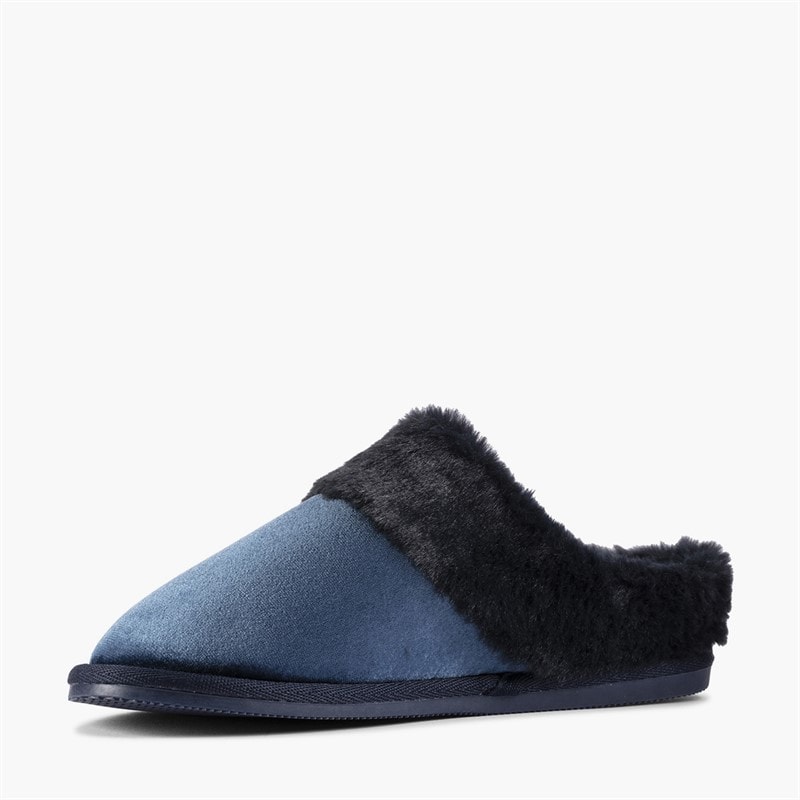 Clarks Dame Bundle Bløde Mule Tøfler Navy - Billede 4