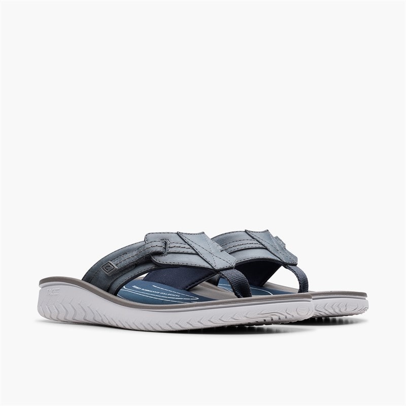 Clarks Herre Wesley Sol Flip Flops Navy Leather - Billede 4