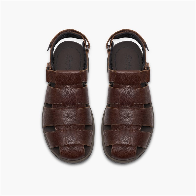 Clarks Herre Guideview Cove Fiskermand Sandaler Dark Brown Leather - Billede 2