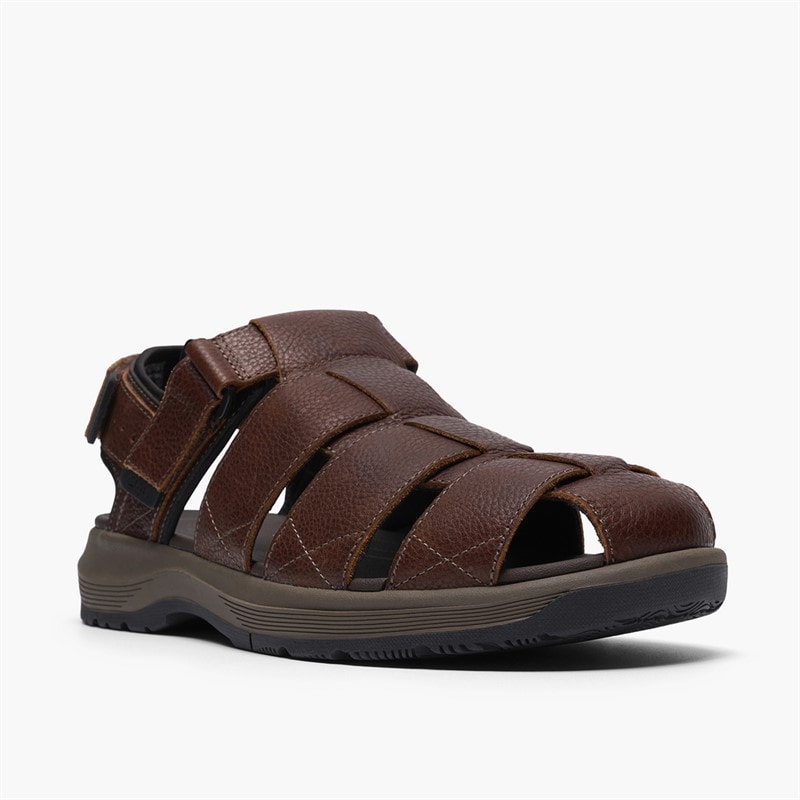 Clarks Herre Guideview Cove Fiskermand Sandaler Dark Brown Leather - Billede 4