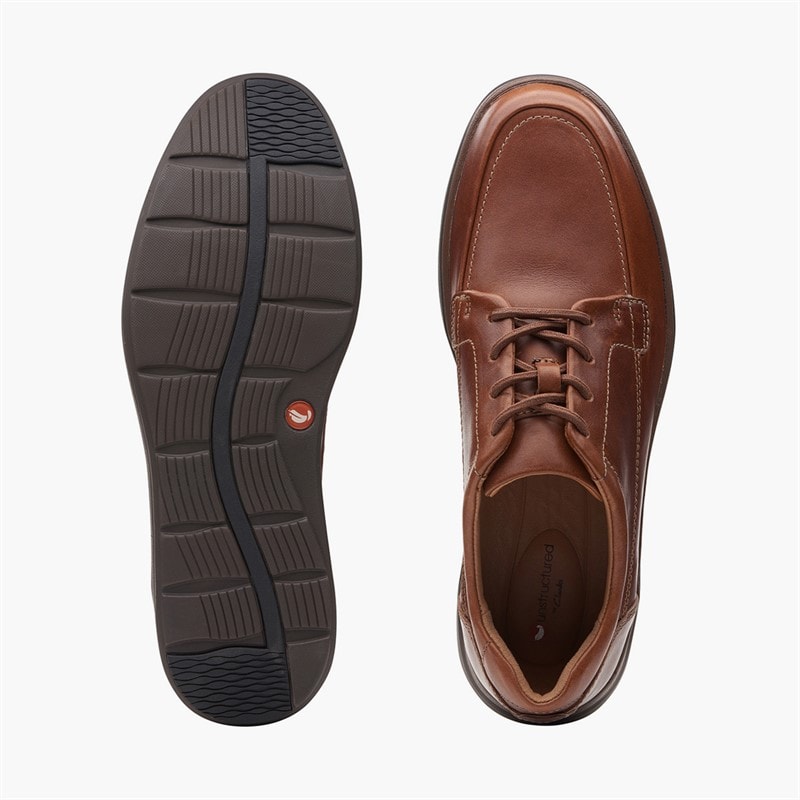 Clarks Herre Un Abode Ease Sko Dark Tan Leather - Billede 5