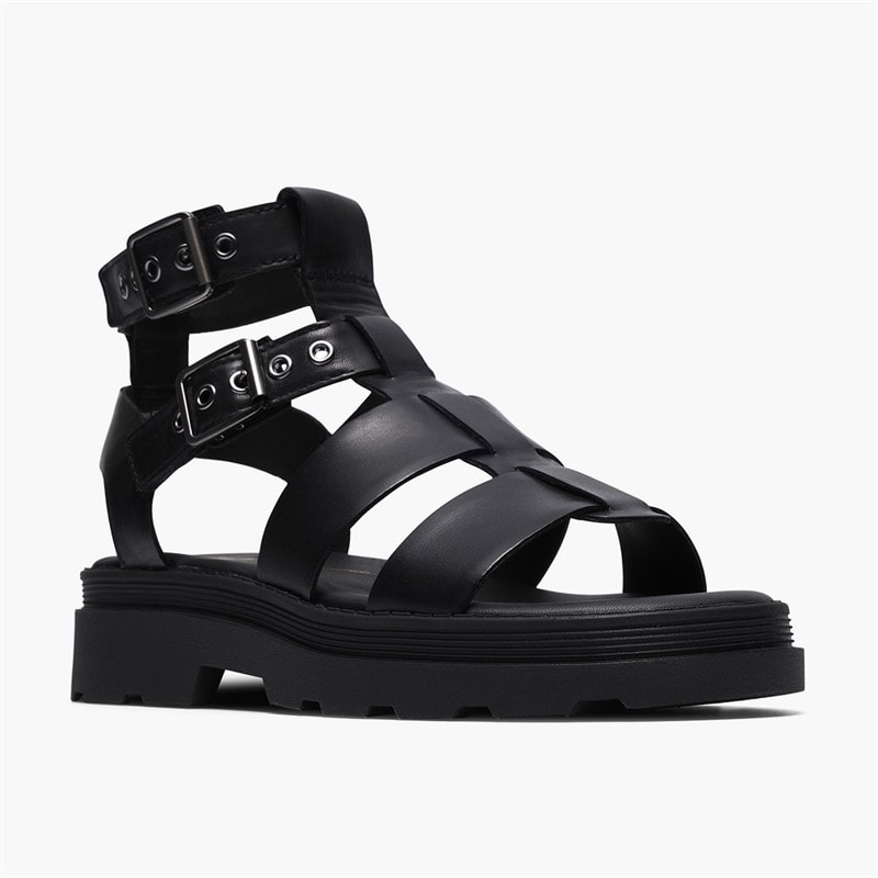 Clarks Dame Orinoco 3 Cove Sandaler Black Leather - Billede 4