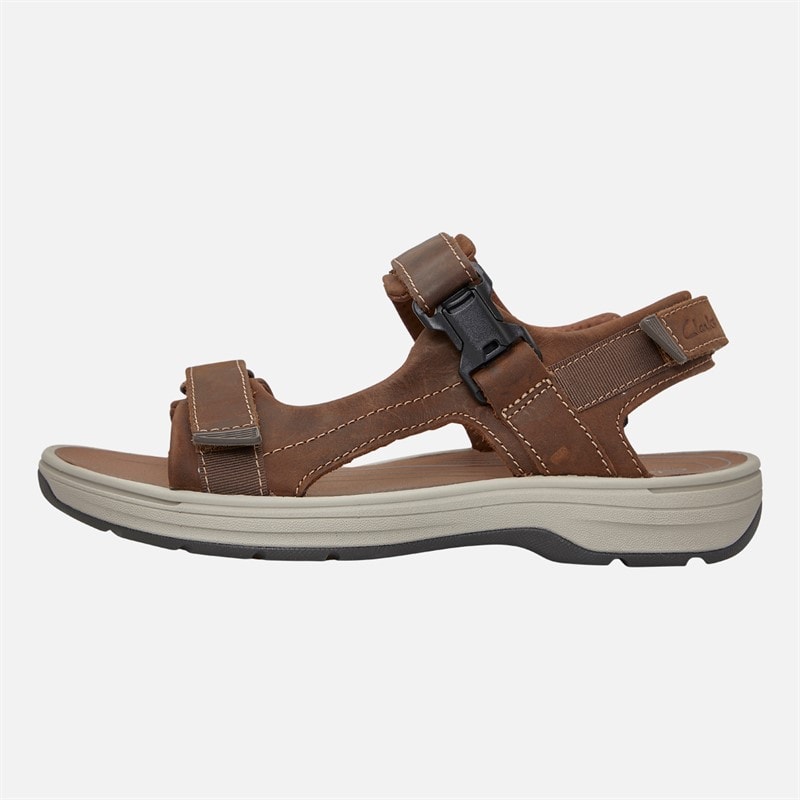 Clarks Herre Saltway Edge Wide Fit Sandaler Light Tan Leather