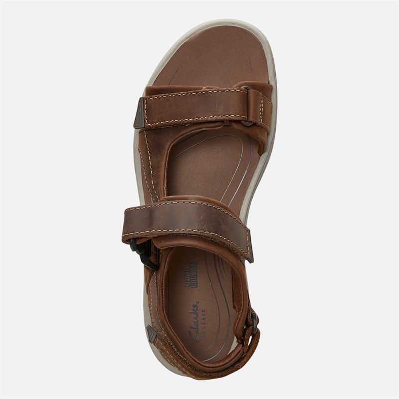 Clarks Herre Saltway Edge Wide Fit Sandaler Light Tan Leather - Billede 4