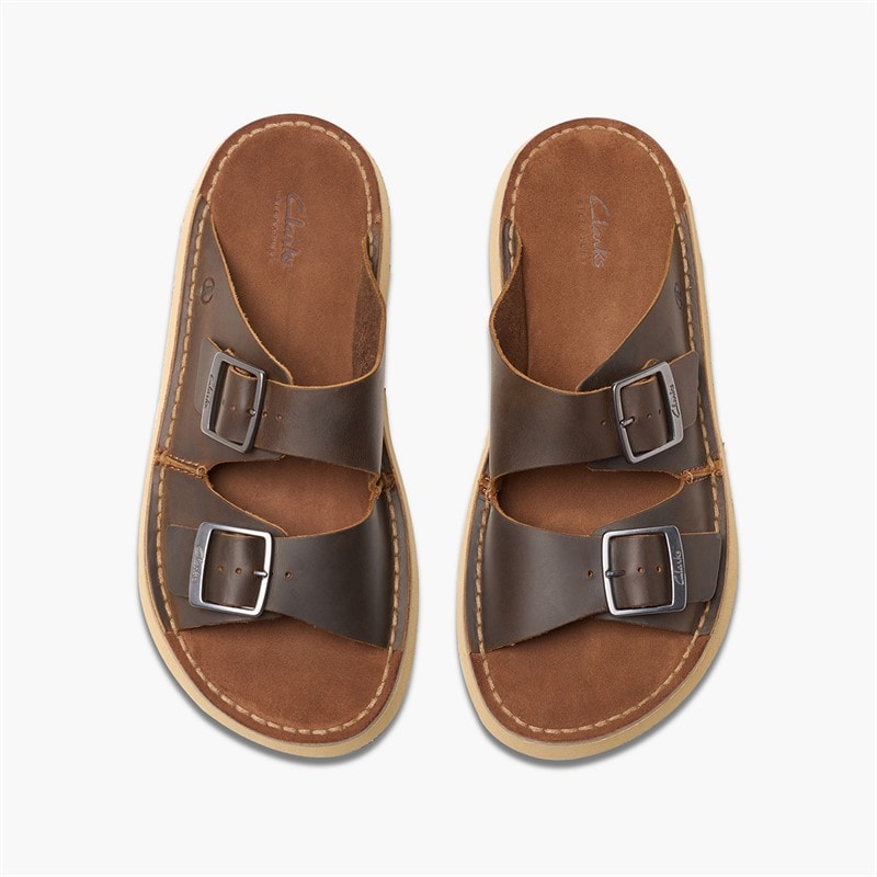 Clarks Herre Solsbury Dobbeltrem Sandaler Beeswax Leather - Billede 4