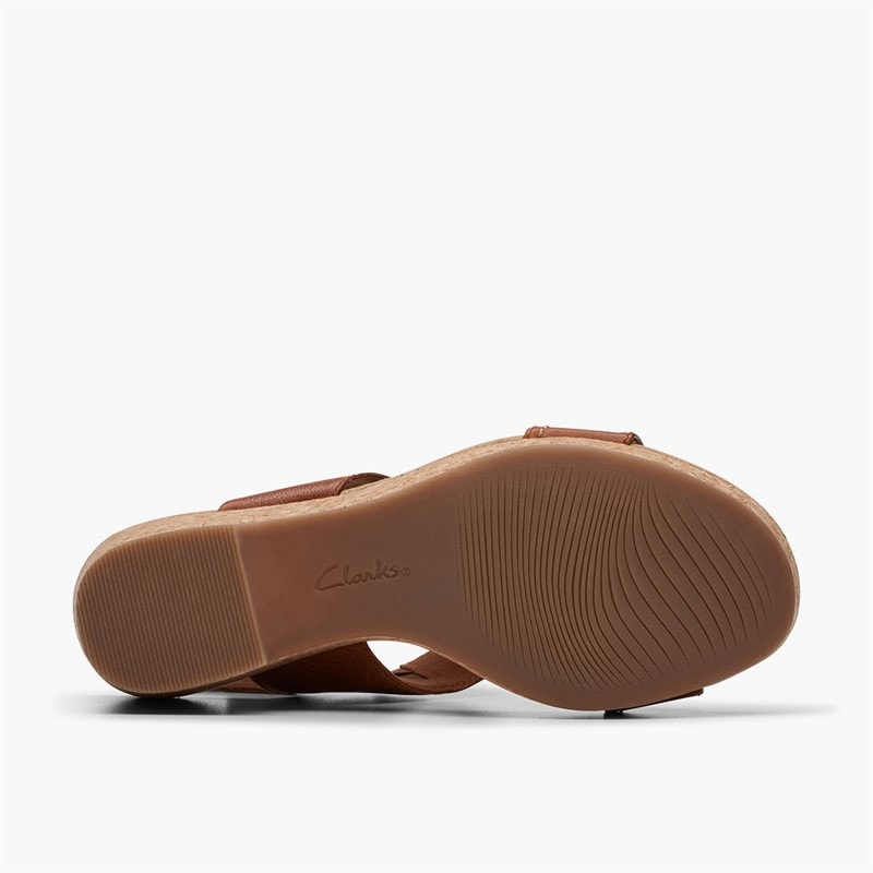 Clarks Dame Giselle stil kilehæl sandaler Tan Leather - Billede 3